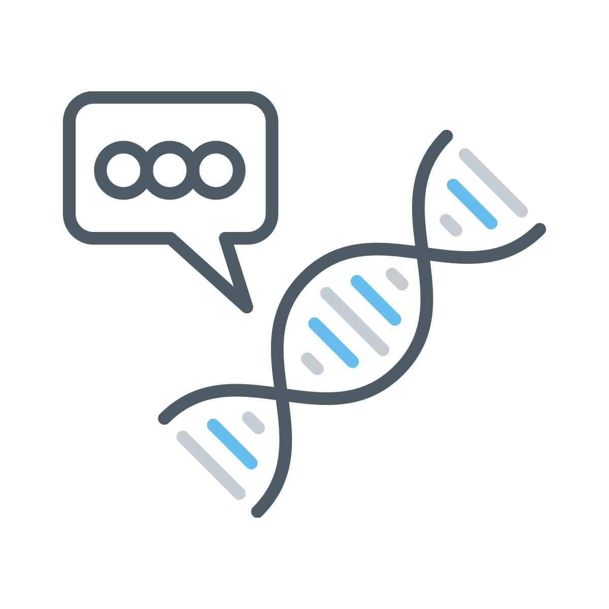 Simple line drawing of DNA strand with a zoom bubble